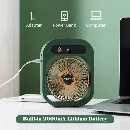 Air Conditioning Fan Desk Misting Fan Air Cooler Cooling USB Rechargeable Humidifier Portable Spray Fan With 3 Wind Speeds Mist Fan For Home - Irfan khan collection