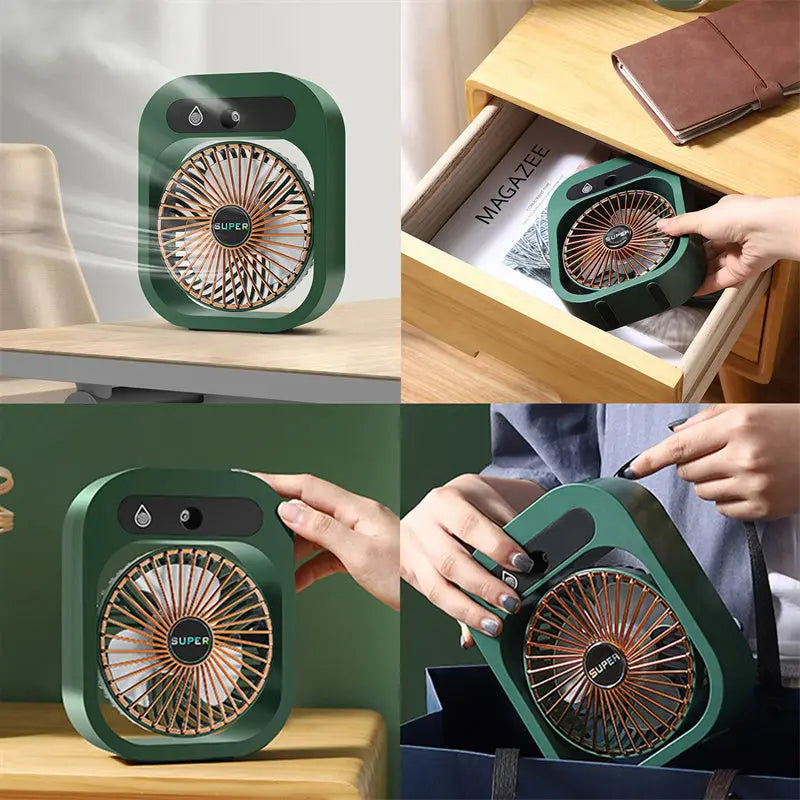 Air Conditioning Fan Desk Misting Fan Air Cooler Cooling USB Rechargeable Humidifier Portable Spray Fan With 3 Wind Speeds Mist Fan For Home - Irfan khan collection