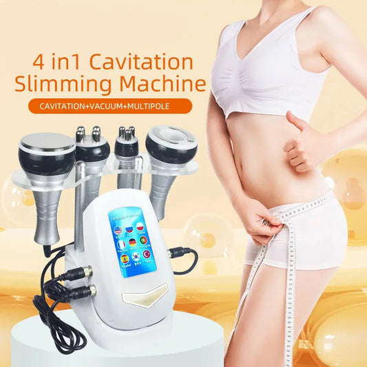 4 in 1 Vacuum Therapy Cavitation RF Radio Frequency Fat Remover Body Slimming Machine Ultrasonic Massage Shaping Instrument - Irfan khan collection