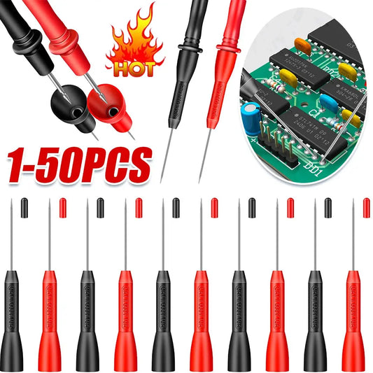 50-2PCS Multimeter Test Probe 0.7mm 30V Car Tip Probes Diagnostic Tools Test Leads Extention Back Piercing Needle Tip Probes - Irfan khan collection
